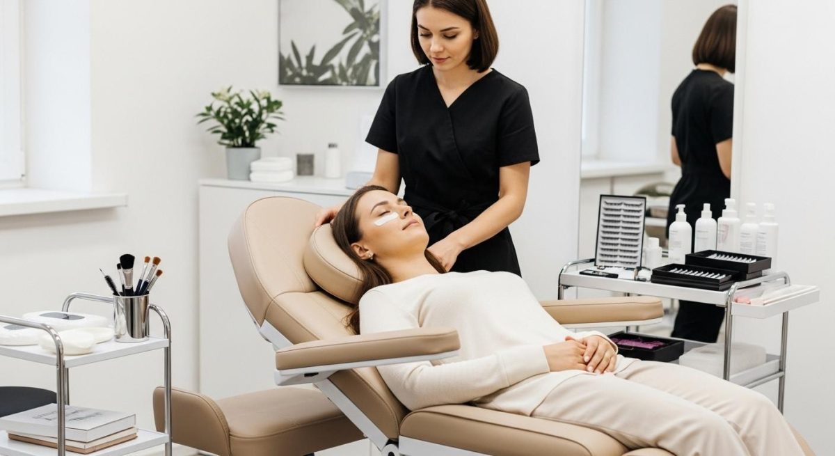 Fauteuil élégant et confortable pour extension de cils en institut