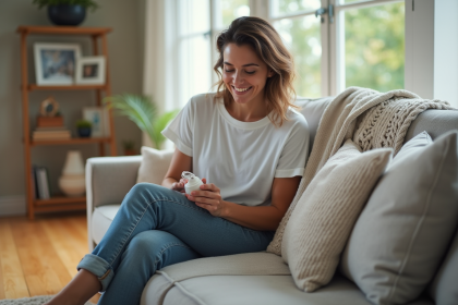 Femme souriante appliquant un soin pour les pieds dans un salon lumineux